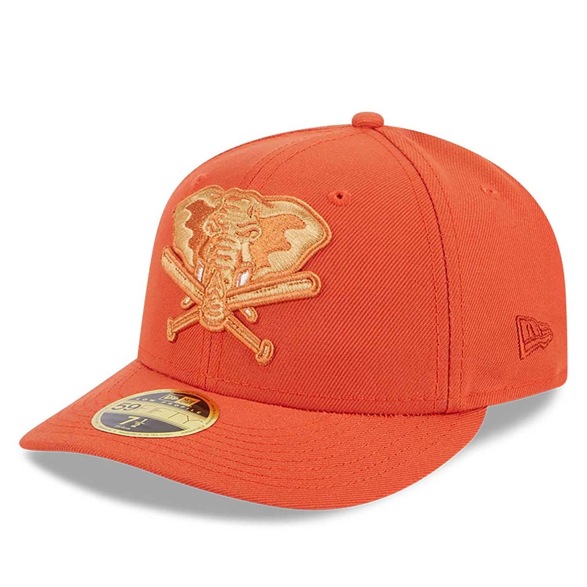 This is a Oakland Athletics Repreve Orange Low Profile 59FIFTY Fitted Cap 1