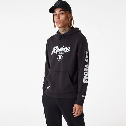 The Male model is wearing Las Vegas Raiders NFL Team Logo Black Pullover Hoodie 4