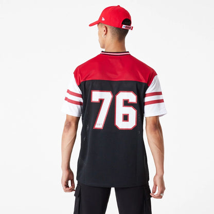 The Male model is wearing Tampa Bay Buccaneers NFL Mesh Black T-Shirt 5