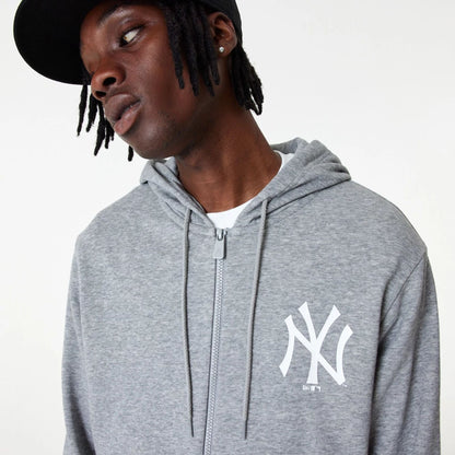 The Male model is wearing New York Yankees MLB Essential Grey Full Zip Hoodie 1