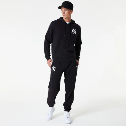 The Male model is wearing New York Yankees MLB Essential Black Full Zip Hoodie 8