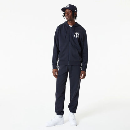 The Male model is wearing New York Yankees MLB Essential Navy Full Zip Hoodie 7