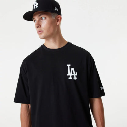 The Male model is wearing LA Dodgers MLB Essential Black Oversized T-Shirt 2