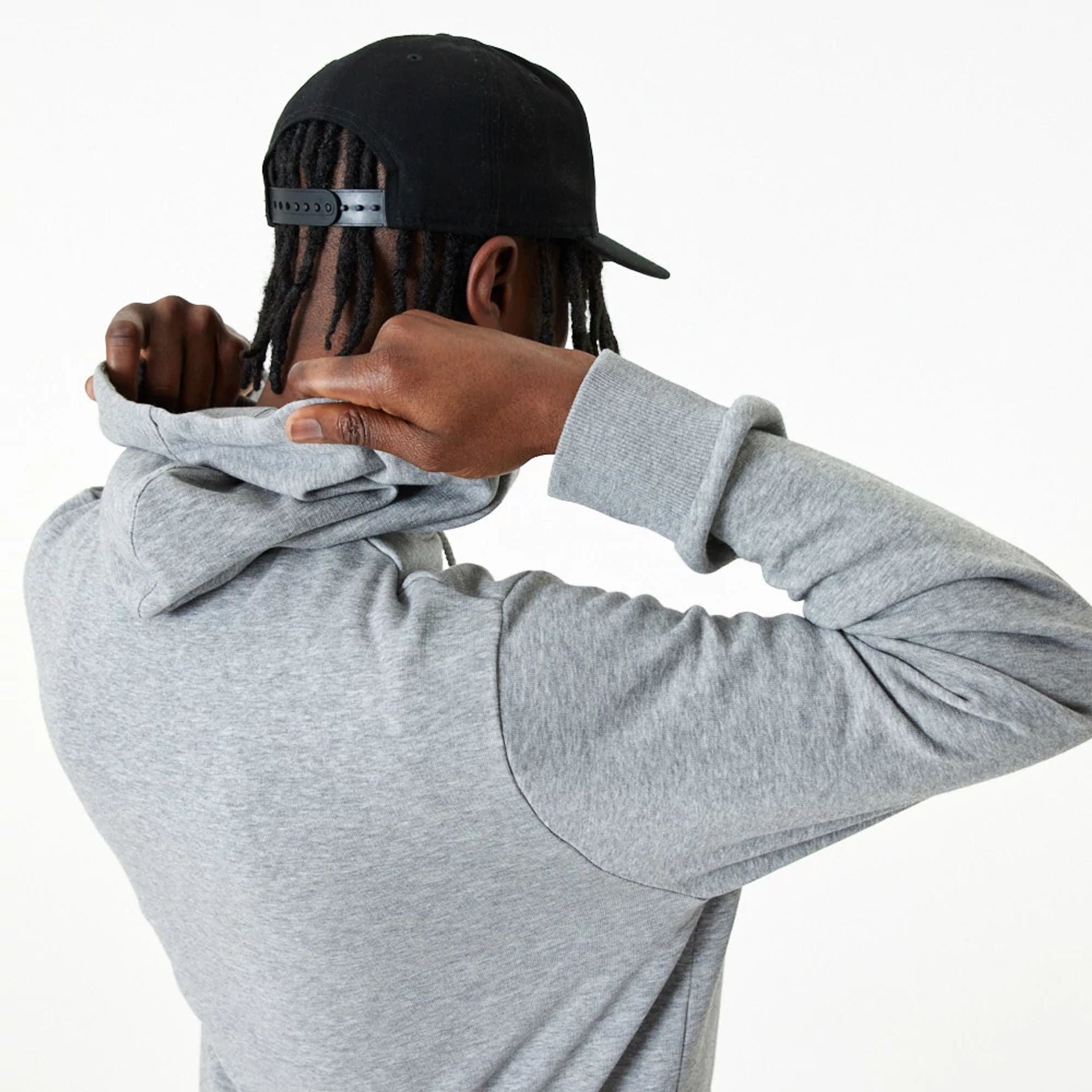 The Male model is wearing New Era Essential Grey Pullover Hoodie 6