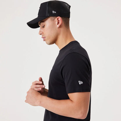 The Male model is wearing New Era Essential Black T-Shirt 4