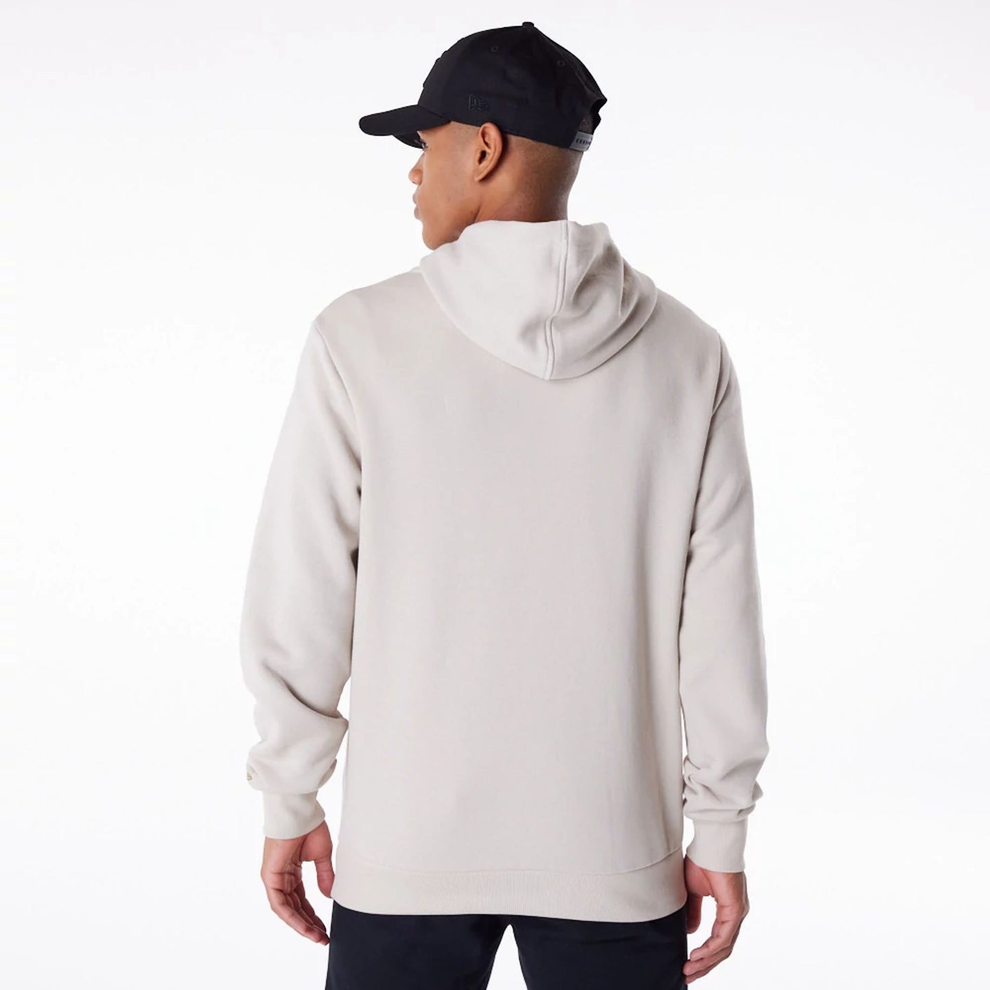 The Male model is wearing New York Yankees MLB Regular Light Beige Pullover Hoodie 4