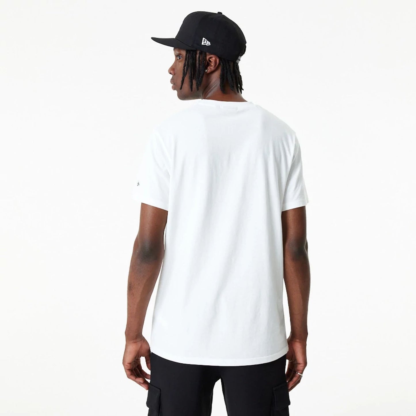 The Male model is wearing New Era Essential White T-Shirt 5