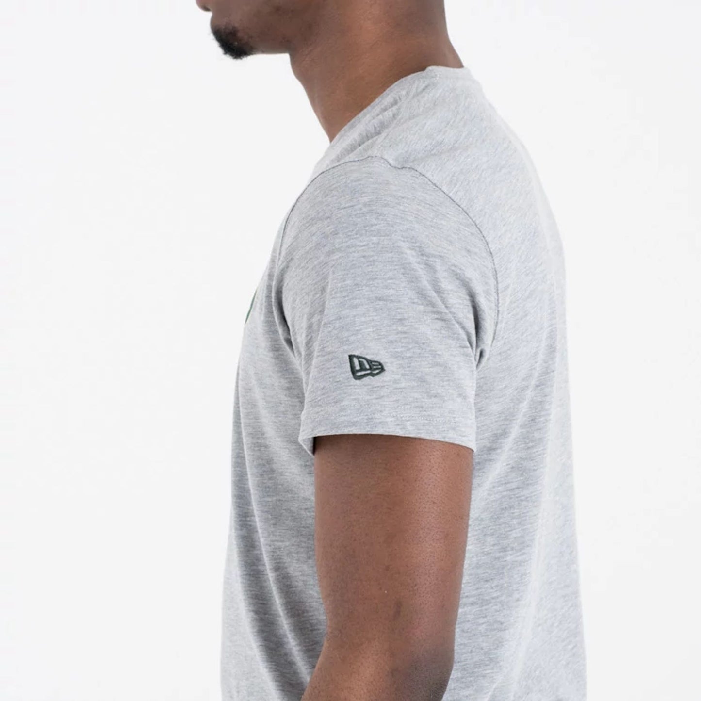 The Male model is wearing Milwaukee Bucks NBA Regular Grey T-Shirt 4