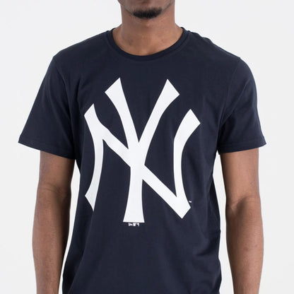 The Male model is wearing New York Yankees MLB Regular Navy T-Shirt 1