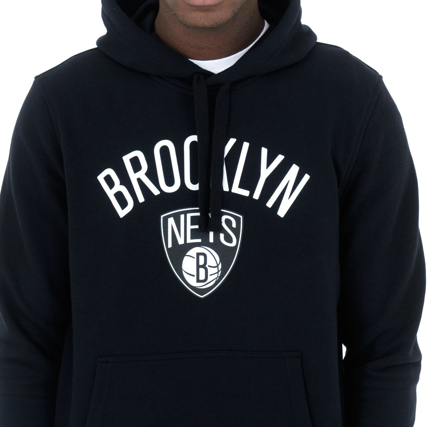 The Male model is wearing Brooklyn Nets NBA Regular Black Pullover Hoodie 3