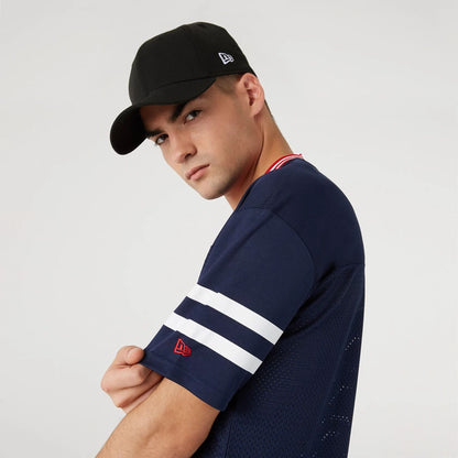 The Male model is wearing New England Patriots NFL Dark Blue Mesh T-Shirt 2