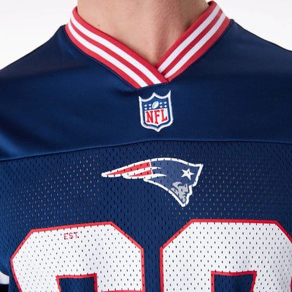 The Male model is wearing New England Patriots NFL Dark Blue Mesh T-Shirt 4