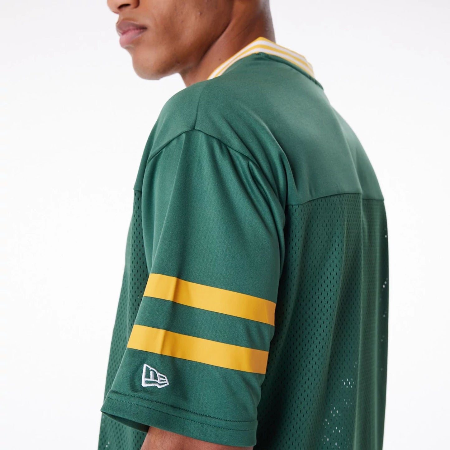 The Male model is wearing Green Bay Packers NFL Dark Green Mesh T-Shirt 3