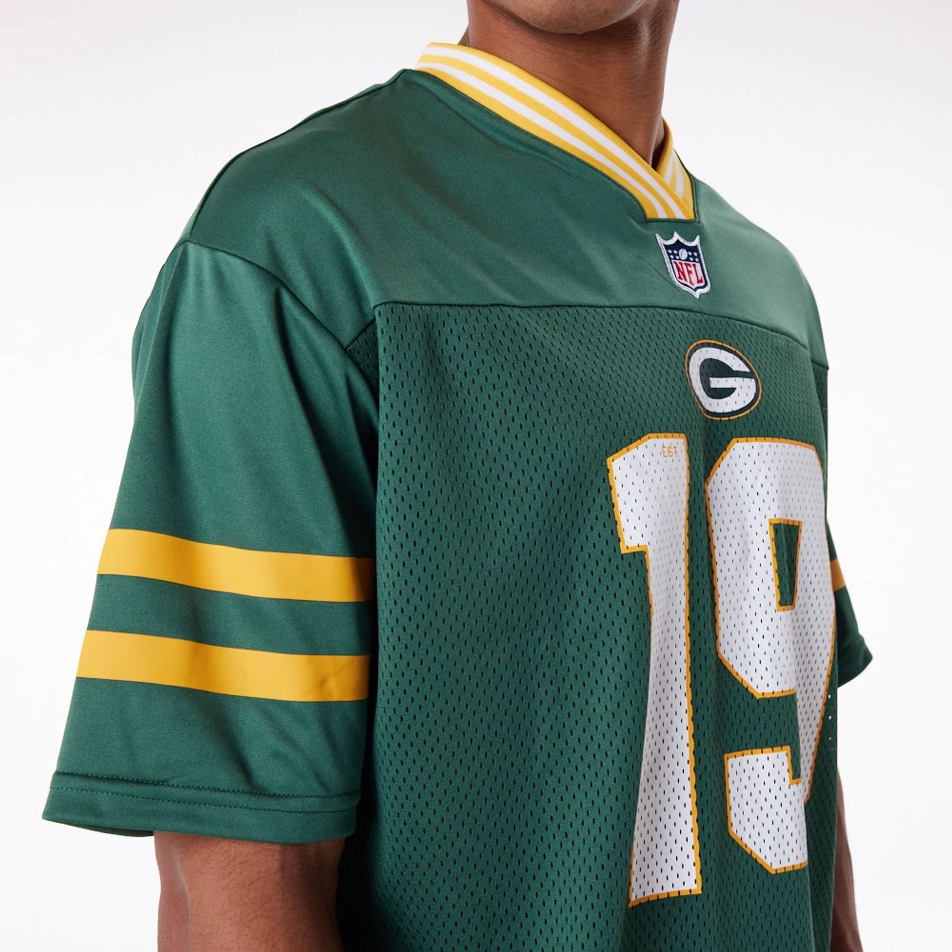 The Male model is wearing Green Bay Packers NFL Dark Green Mesh T-Shirt 8