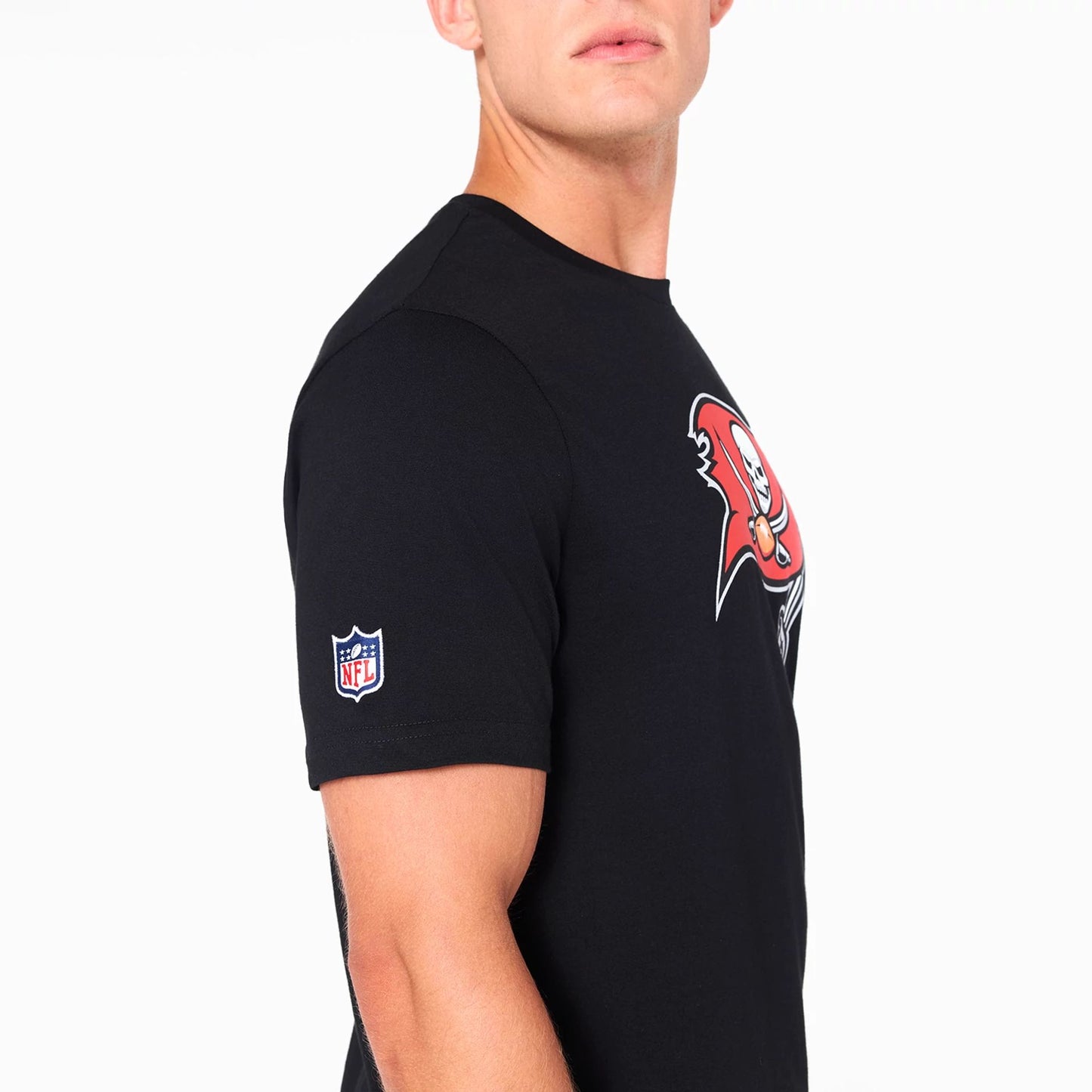 The Male model is wearing Tampa Bay Buccaneers NFL Black T-Shirt 3