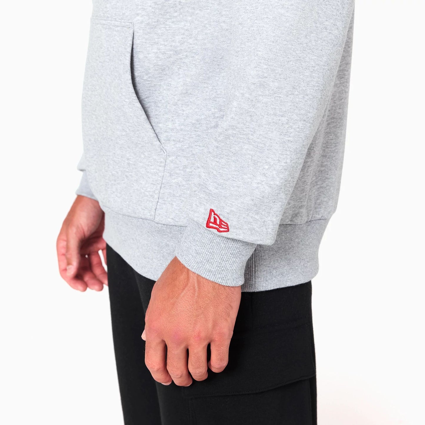 The Male model is wearing NFL Shield Logo NFL Grey Pullover Hoodie 5