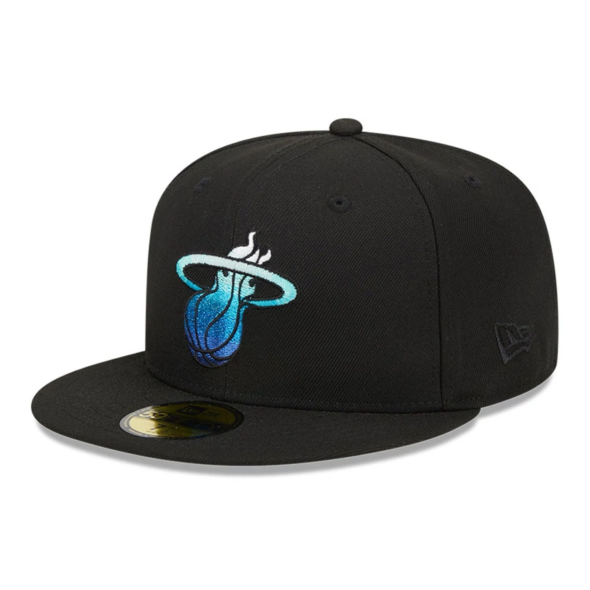 This is a Miami Heat Gradient Black 59FIFTY Fitted Cap 1