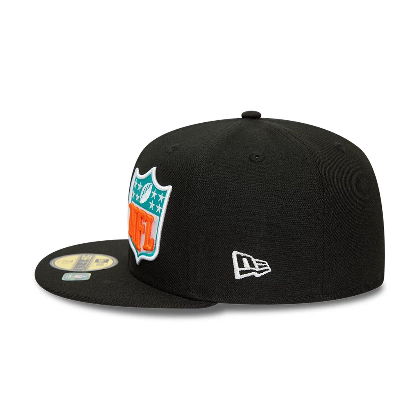 This is a Miami Dolphins NFL Sideline Black 59FIFTY Fitted Cap 7