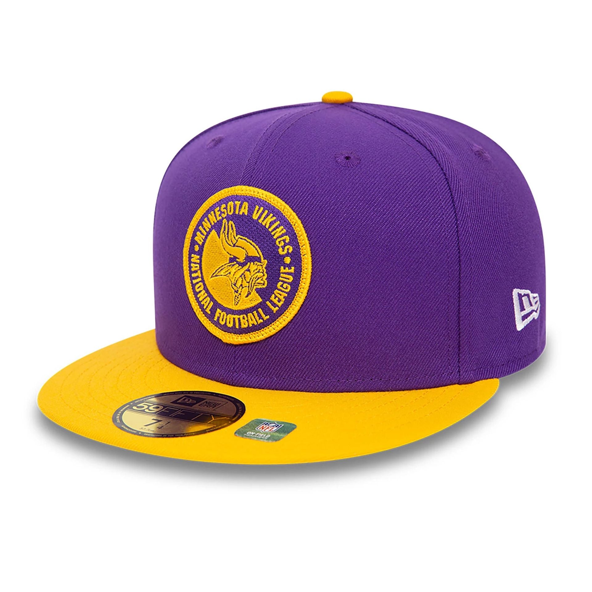 This is a Minnesota Vikings NFL Sideline 2023 Purple 59FIFTY Fitted Cap 1