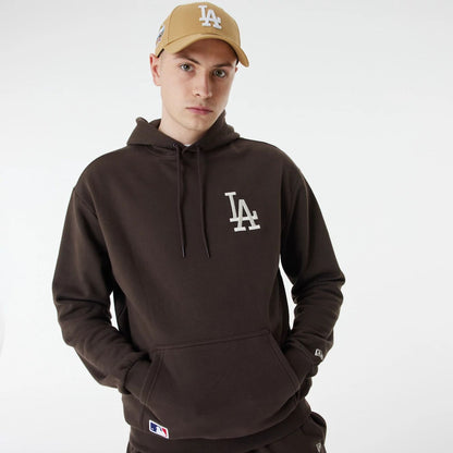 The Male model is wearing LA Dodgers League Essential Brown Oversized Hoodie 9