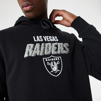 The Male model is wearing Las Vegas Raiders NFL Script Graphic Black Hoodie 3