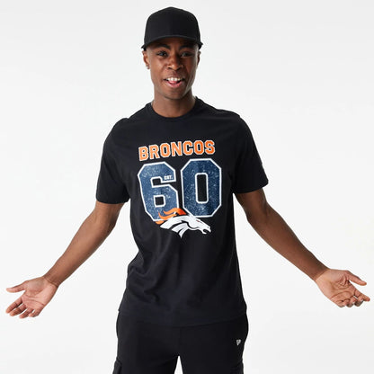 The Male model is wearing Denver Broncos NFL Wordmark Black T-Shirt 6