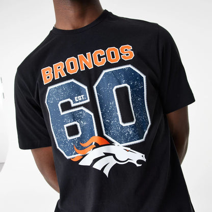 The Male model is wearing Denver Broncos NFL Wordmark Black T-Shirt 1