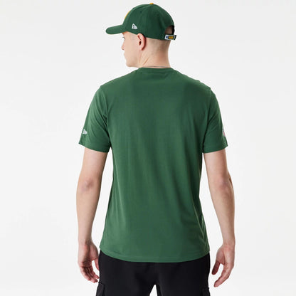 The Male model is wearing Green Bay Packers NFL Wordmark Green T-Shirt 3