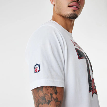 The Male model is wearing Tampa Bay Buccaneers NFL Wordmark White T-Shirt 5