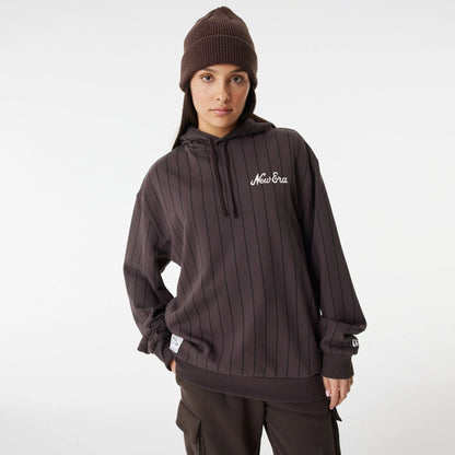 The Male model is wearing New Era Heritage Pinstripe Brown Oversized Hoodie 3