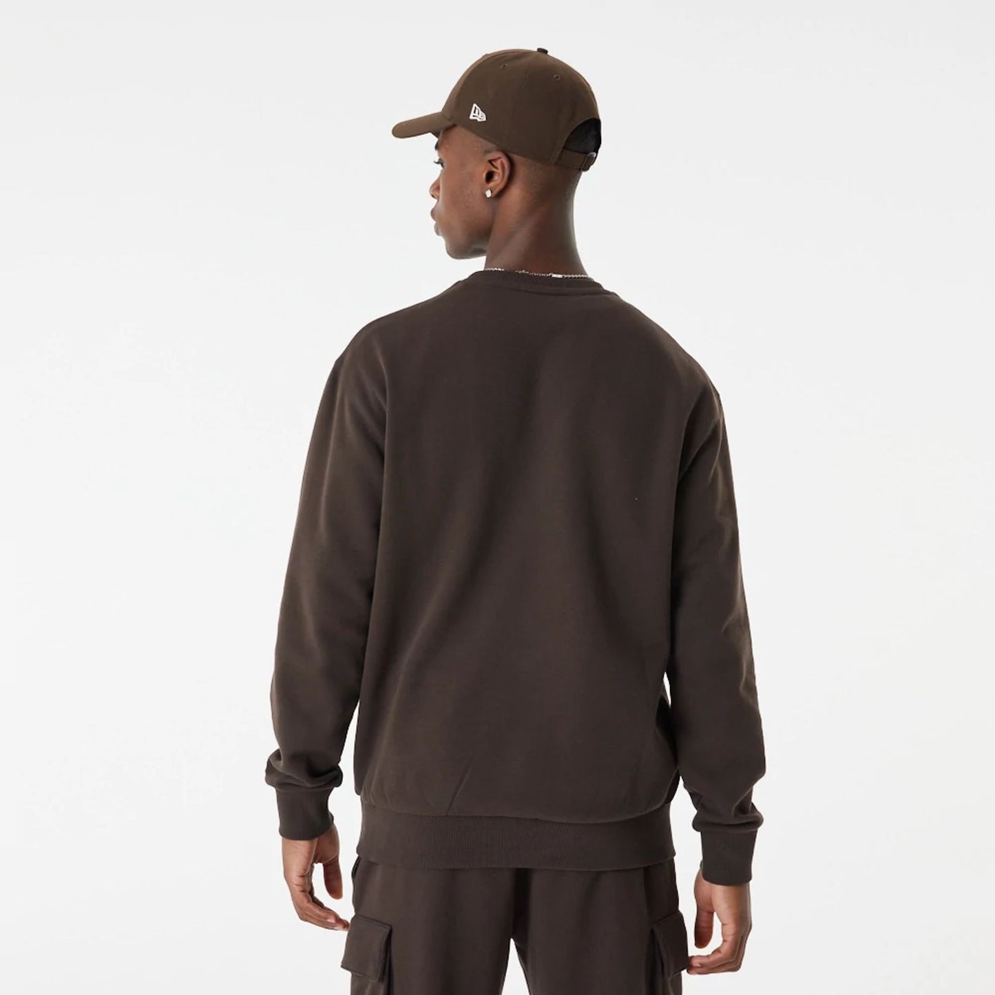 The Male model is wearing New Era Heritage Brown Crew Neck Sweatshirt 5