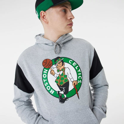 The Male model is wearing Boston Celtics NBA Colour Block Grey Oversized Hoodie 7