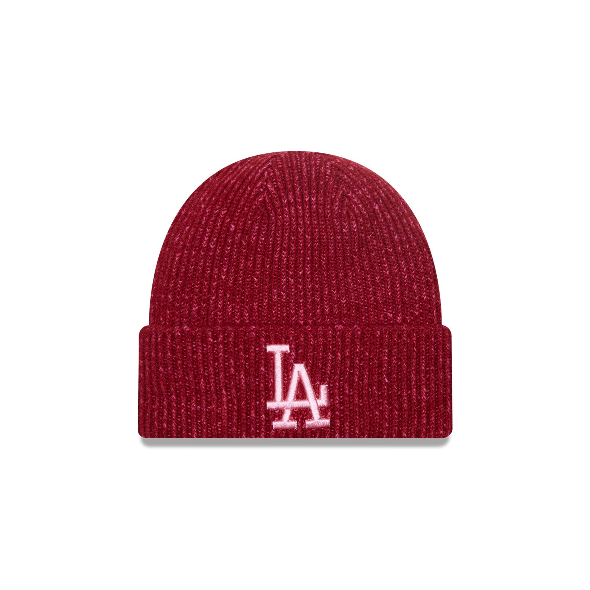 This is a LA Dodgers Womens Chunky Marl Red Cuff Knit Beanie Hat 1