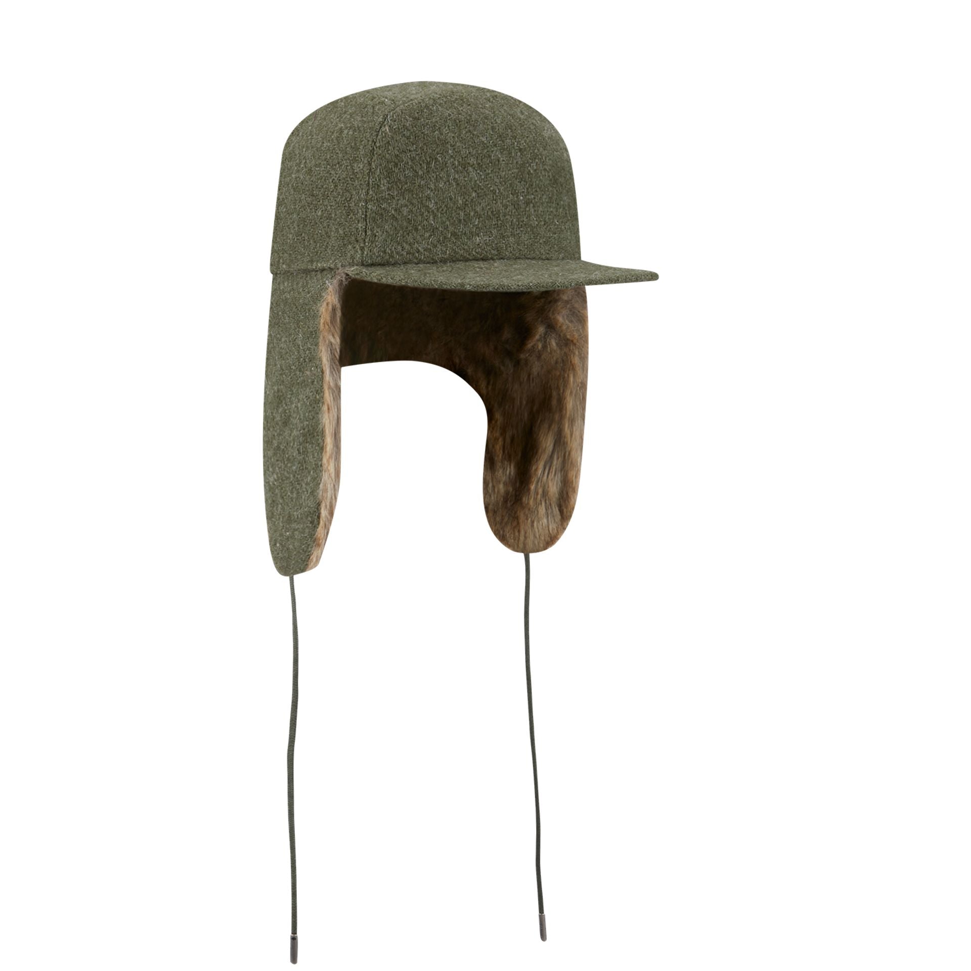 This is a Harris Tweed Green Dogear Camper Cap 5