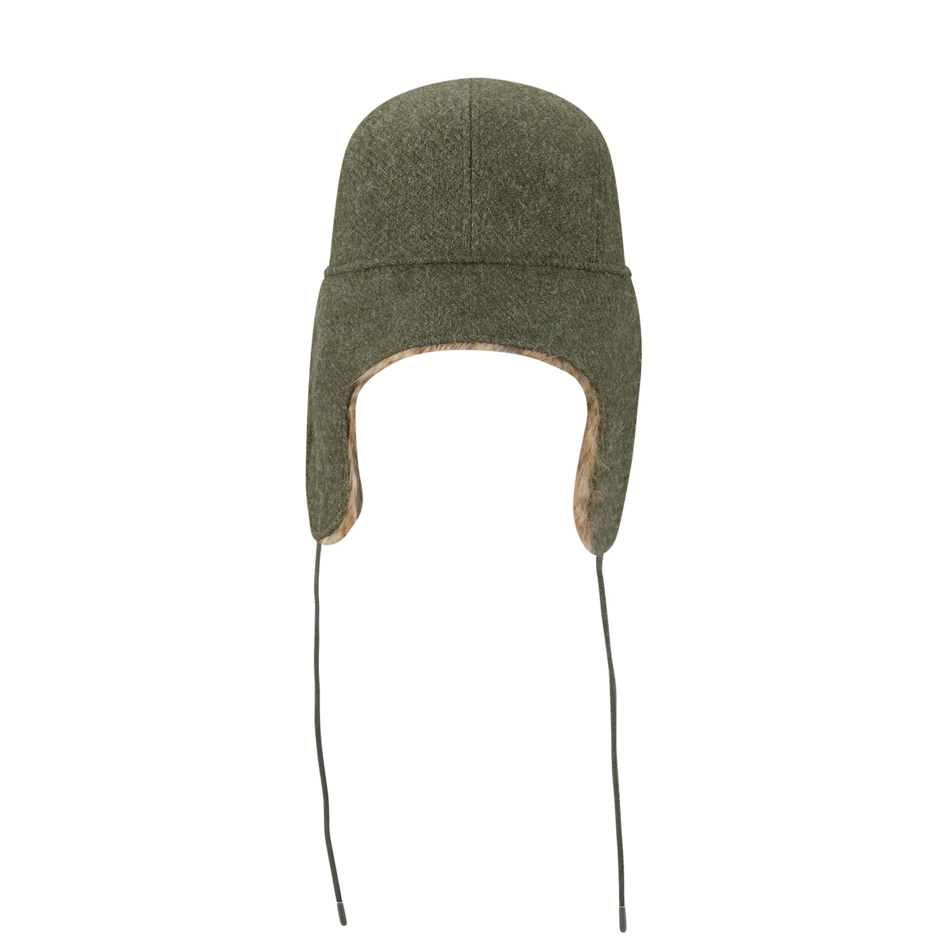 This is a Harris Tweed Green Dogear Camper Cap 6