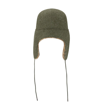 This is a Harris Tweed Green Dogear Camper Cap 6