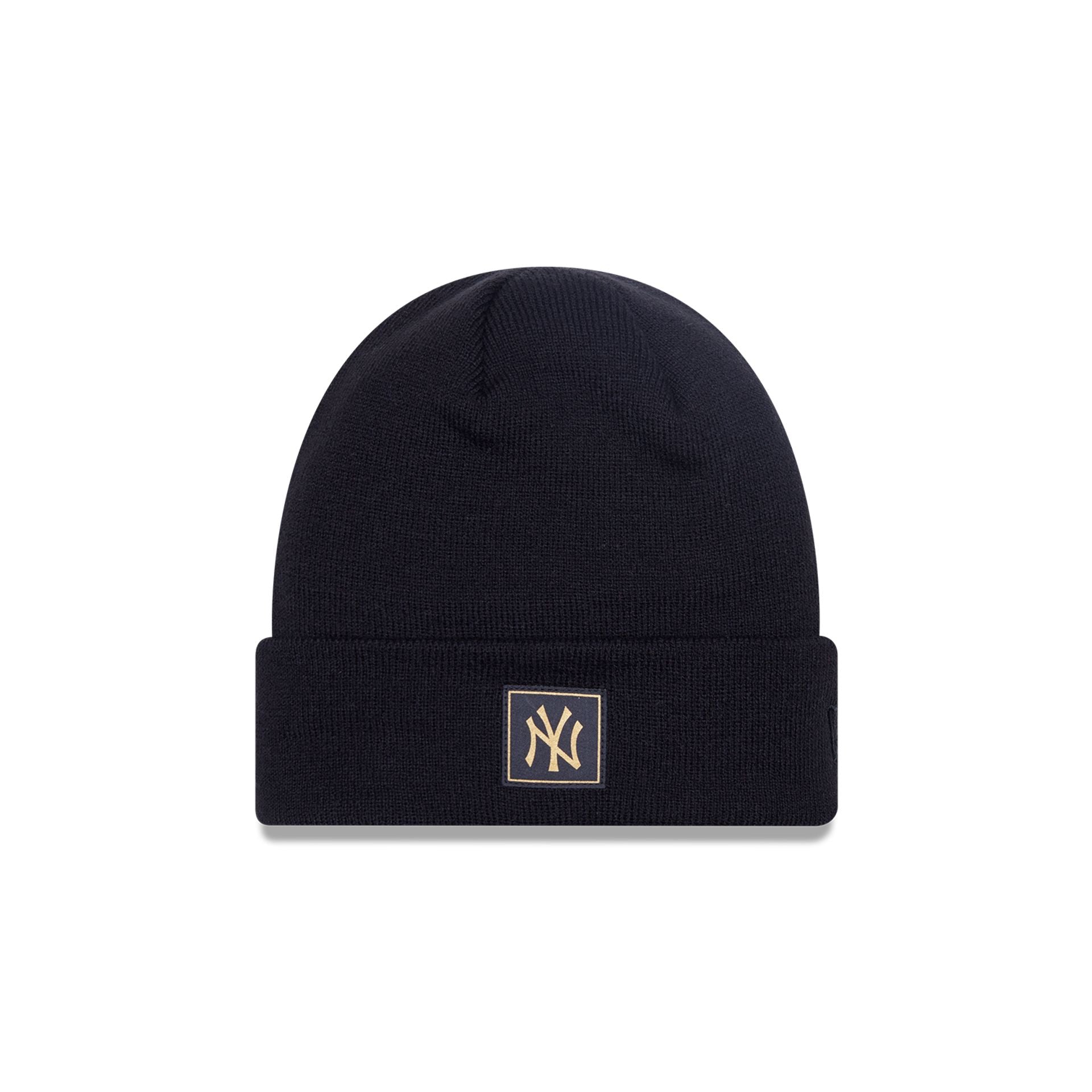 This is a New York Yankees Metallic Badge Black Cuff Knit Beanie Hat 2