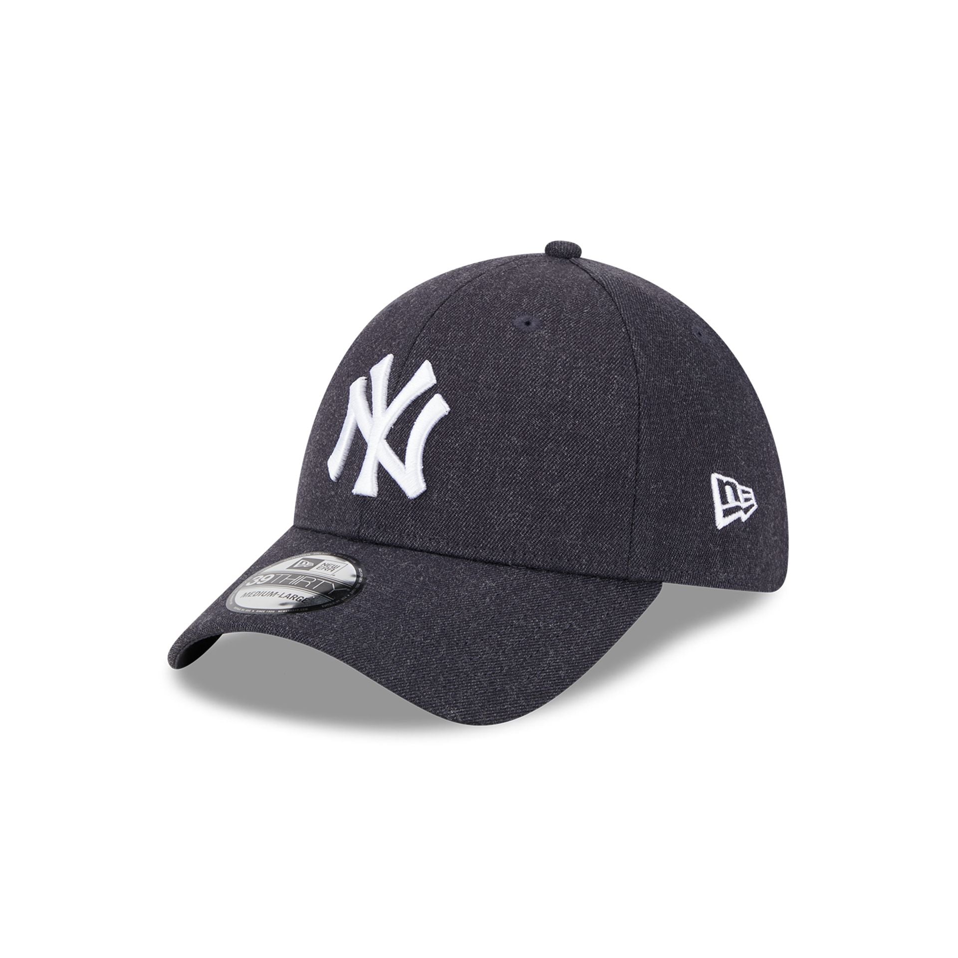 This is a New York Yankees Heather Wool Navy 39THIRTY Stretch Fit Cap 1