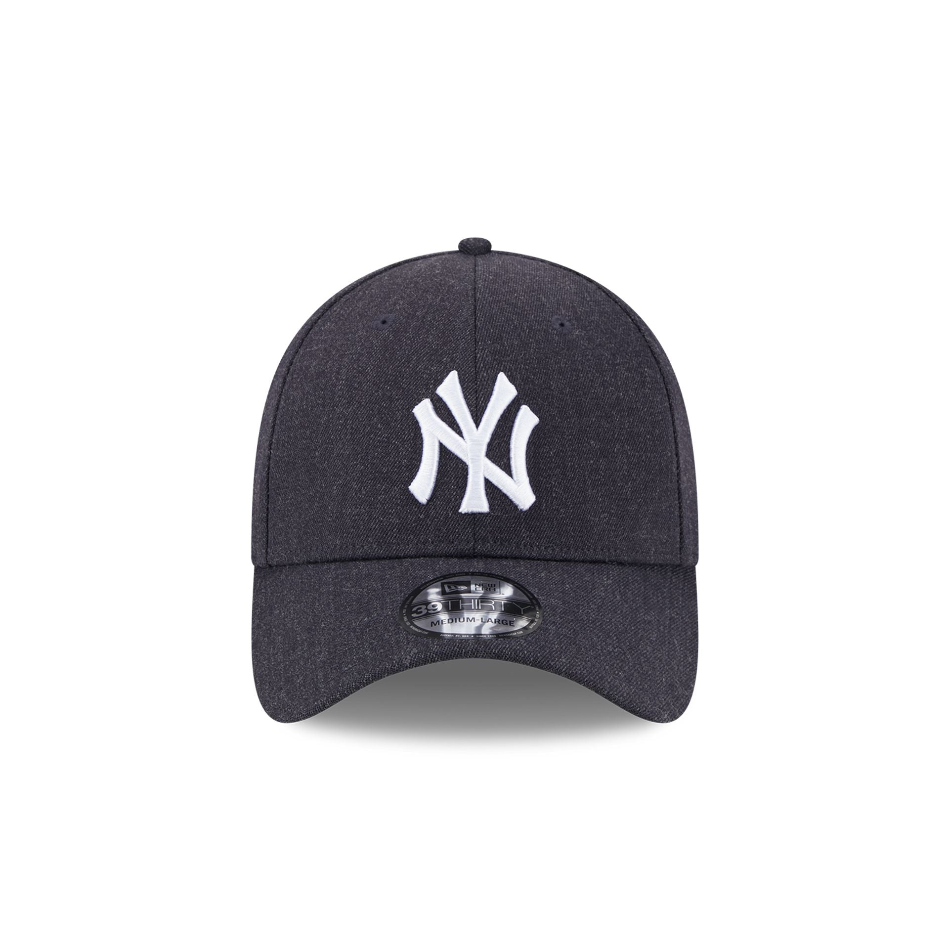 This is a New York Yankees Heather Wool Navy 39THIRTY Stretch Fit Cap 2