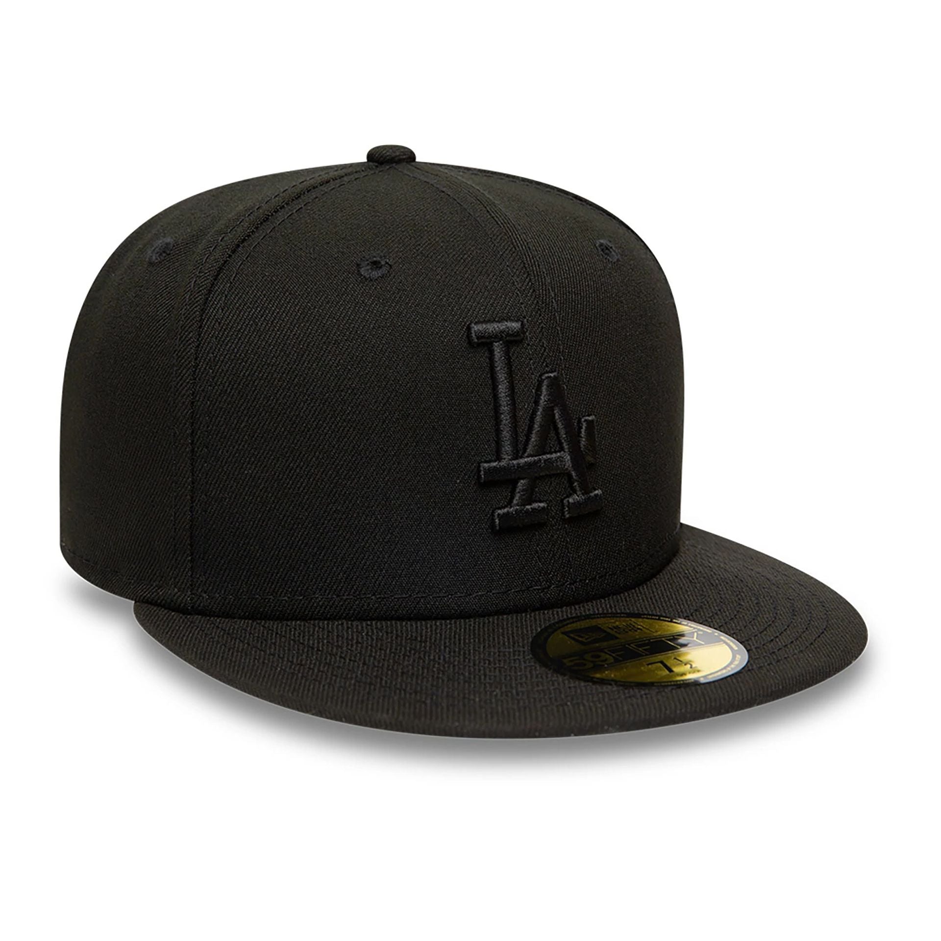 This is a LA Dodgers MLB Black on Black 59FIFTY Fitted Cap 7