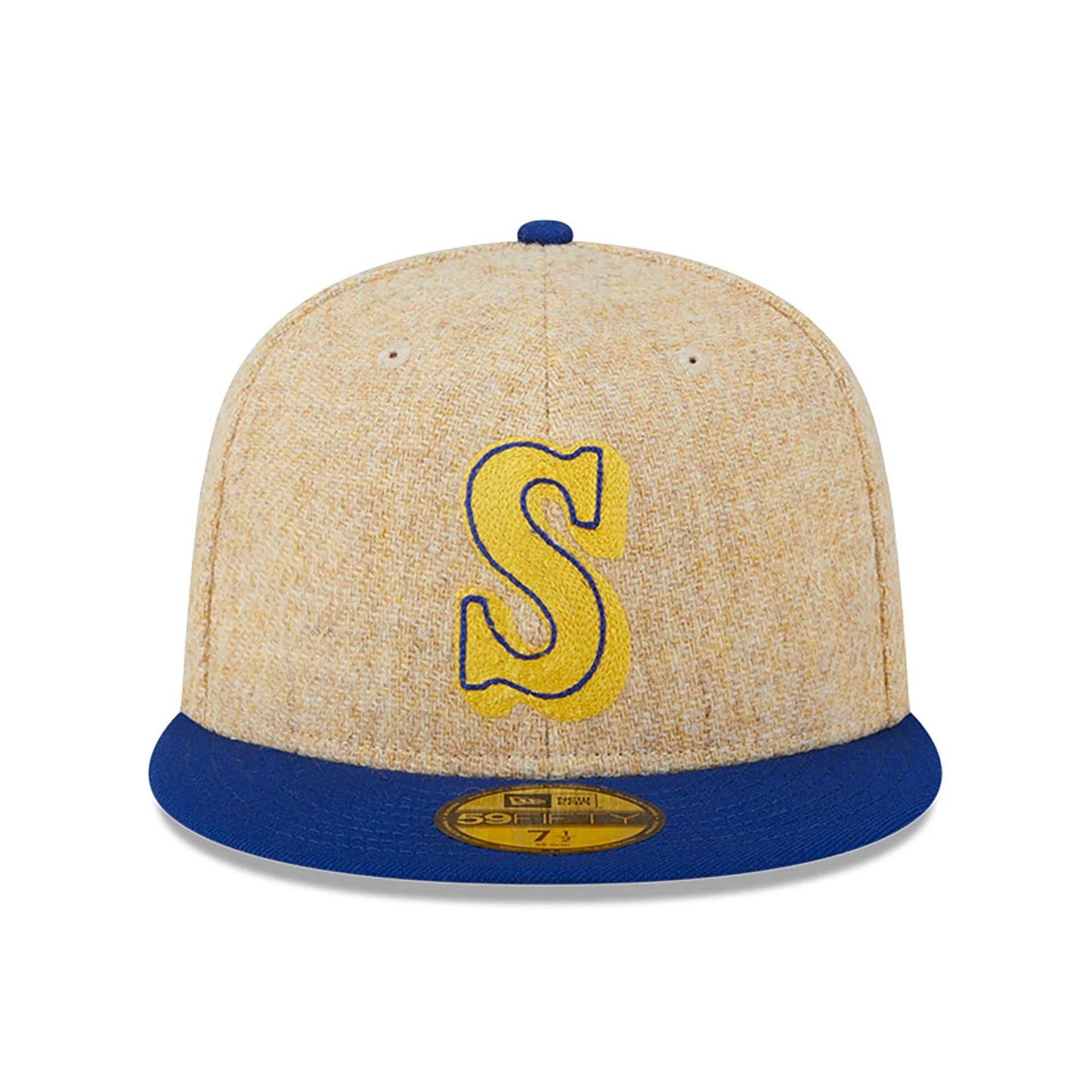 This is a Seattle Mariners Harris Tweed Beige 59FIFTY Fitted Cap 3