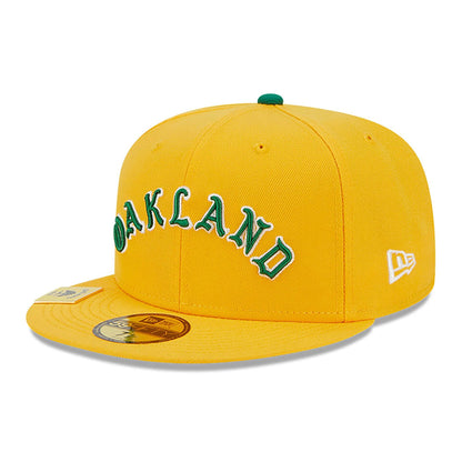 This is a Oakland Athletics City Flag Yellow 59FIFTY Fitted Cap 3