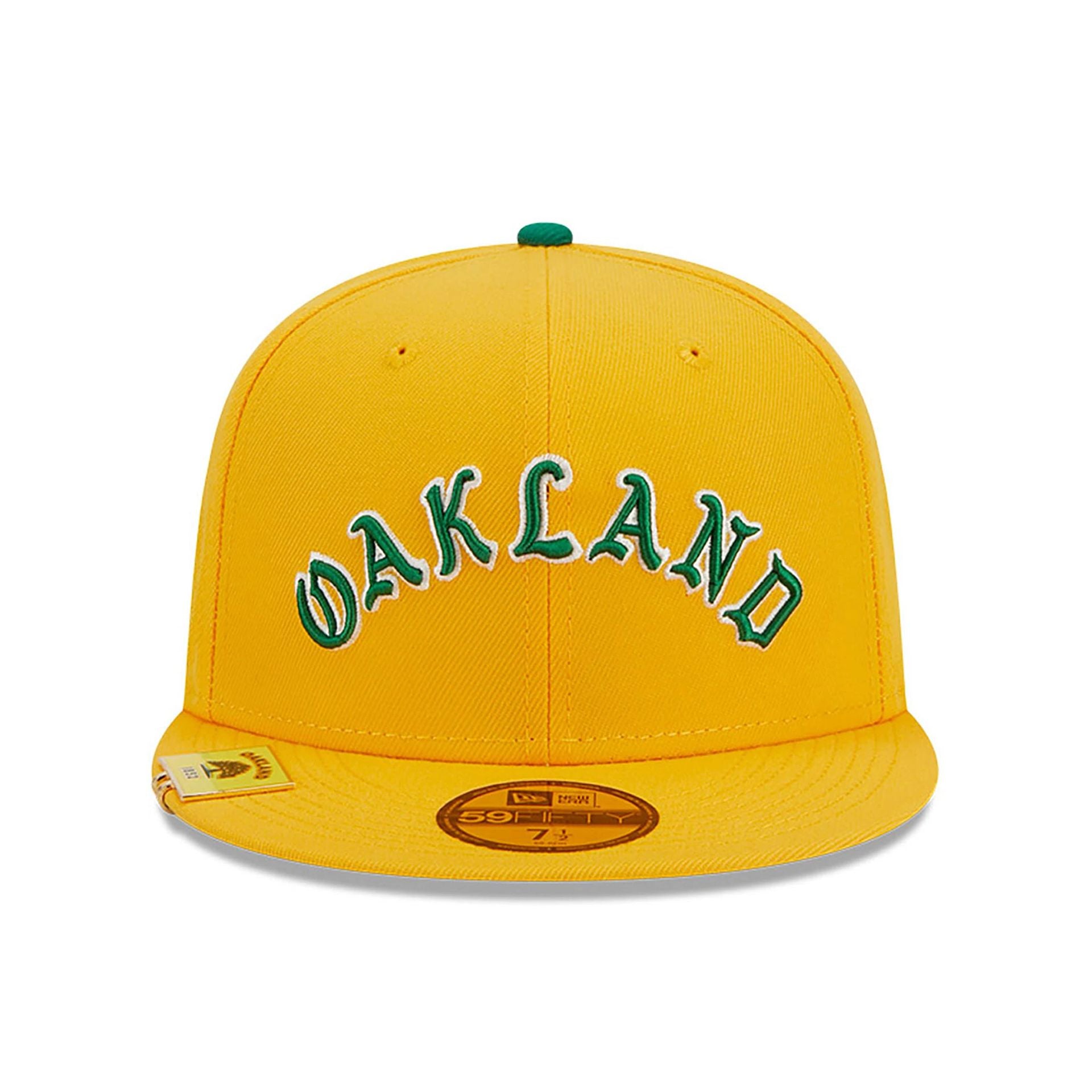 This is a Oakland Athletics City Flag Yellow 59FIFTY Fitted Cap 4