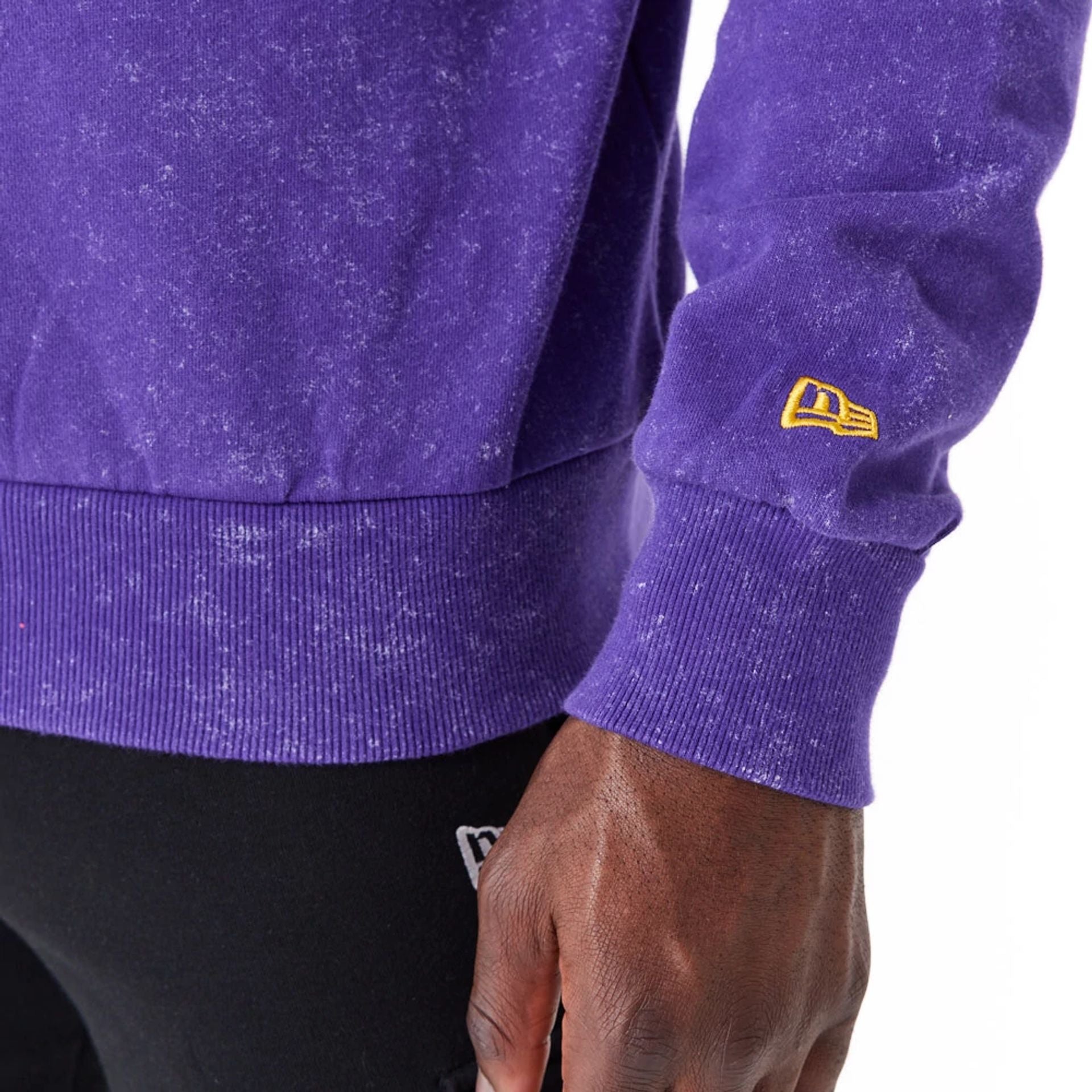 The Male model is wearing LA Lakers NBA Washed Purple Crew Neck Sweatshirt 3