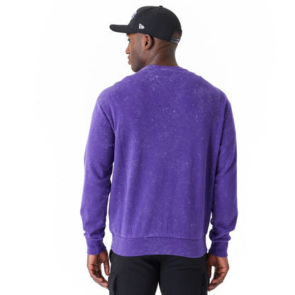 The Male model is wearing LA Lakers NBA Washed Purple Crew Neck Sweatshirt 2