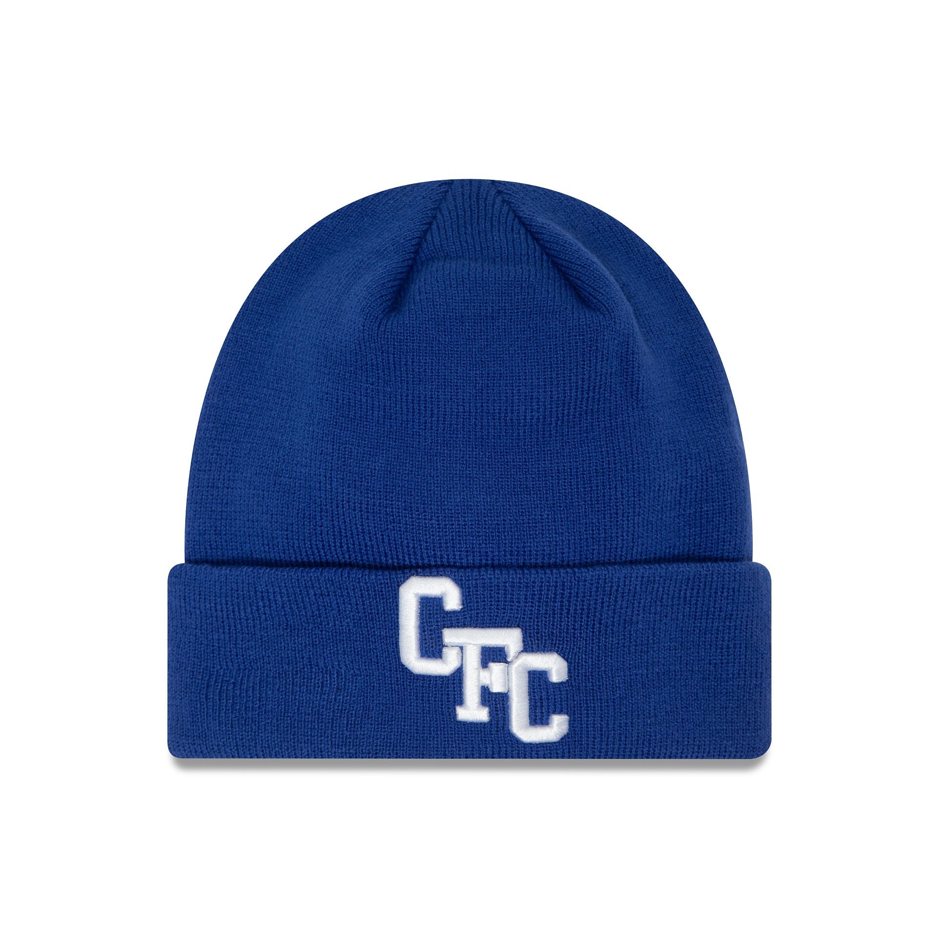 This is a Chelsea FC Collegiate Wordmark Blue Cuff Knit Beanie Hat 1