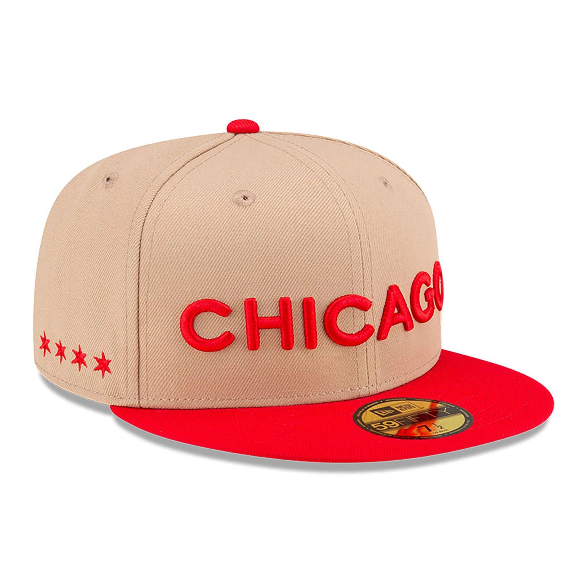 This is a Chicago Bulls NBA City Edition Beige 59FIFTY Fitted Cap 1