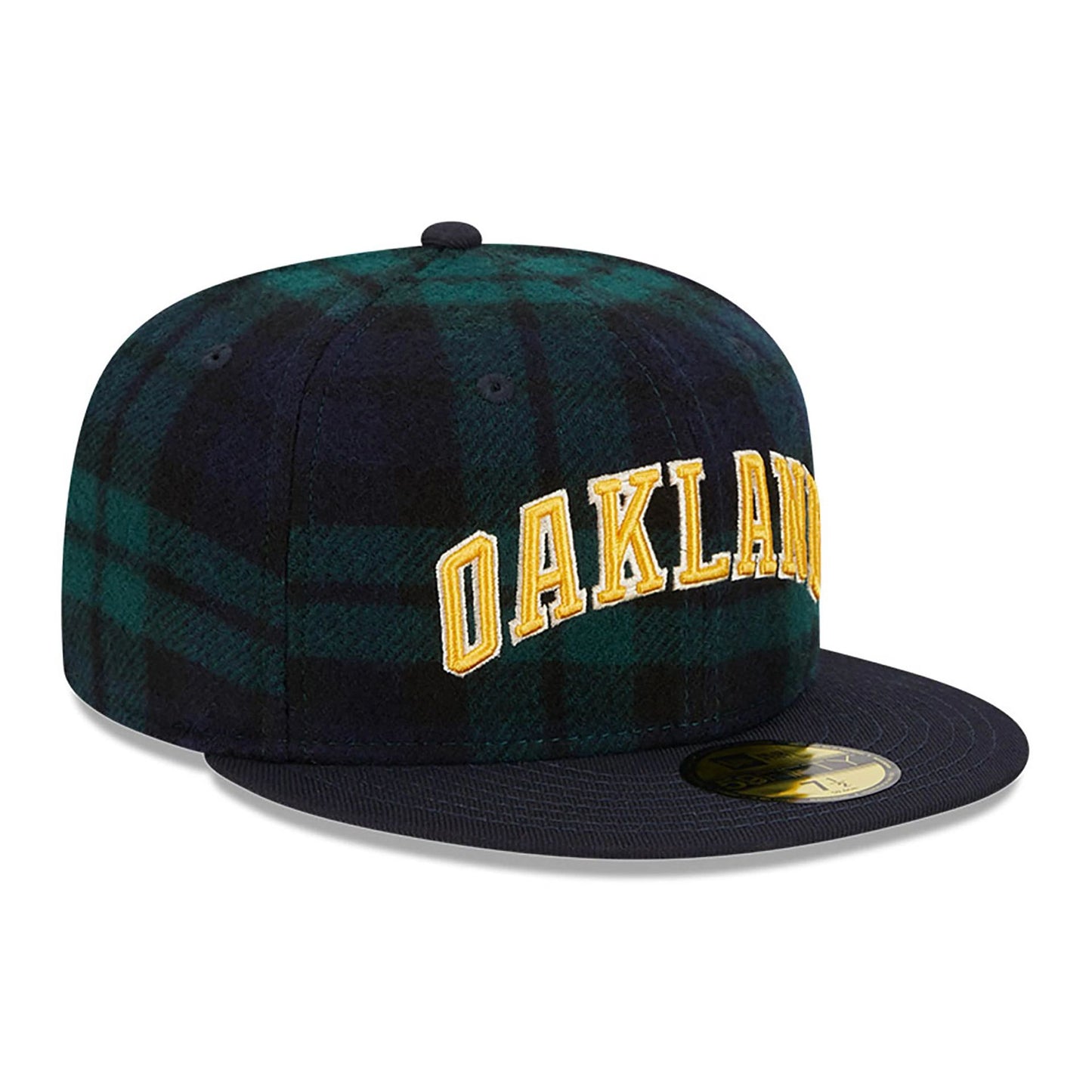 This is a Oakland Athletics Black Watch Tartan Navy 59FIFTY Fitted Cap 3