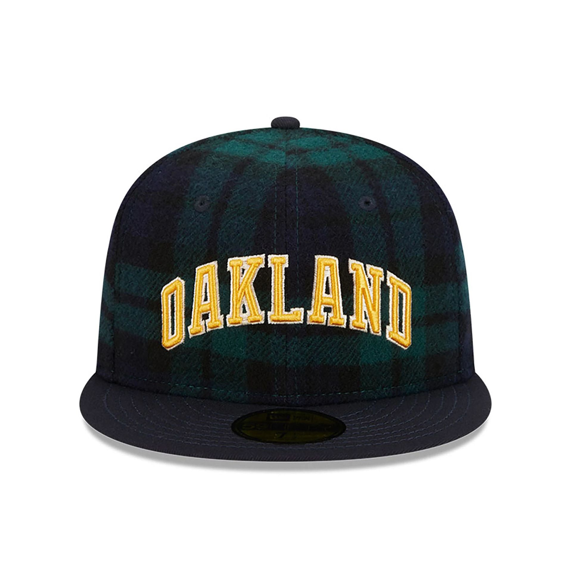 This is a Oakland Athletics Black Watch Tartan Navy 59FIFTY Fitted Cap 4