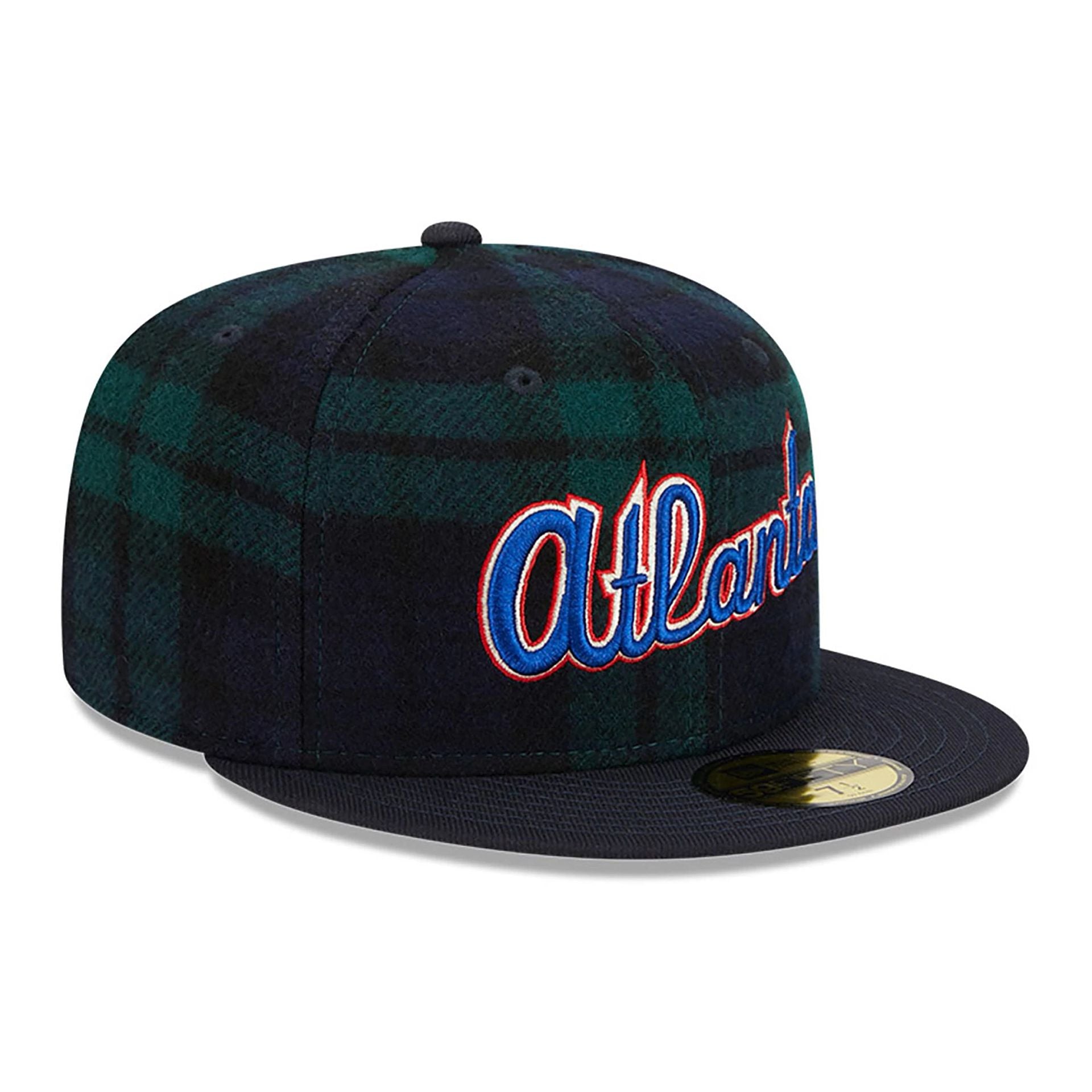 This is a Atlanta Braves Black Watch Tartan Navy 59FIFTY Fitted Cap 4